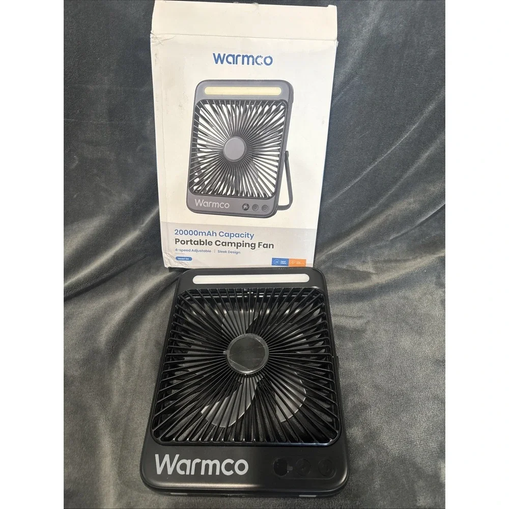 Warmco 20000mAh‎ Ultra-Slim 8-Inch Portable Camping Fan- 4 Speed Adjustable